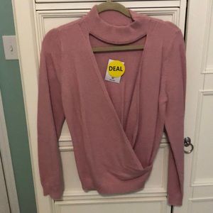 Pink wrap sweater